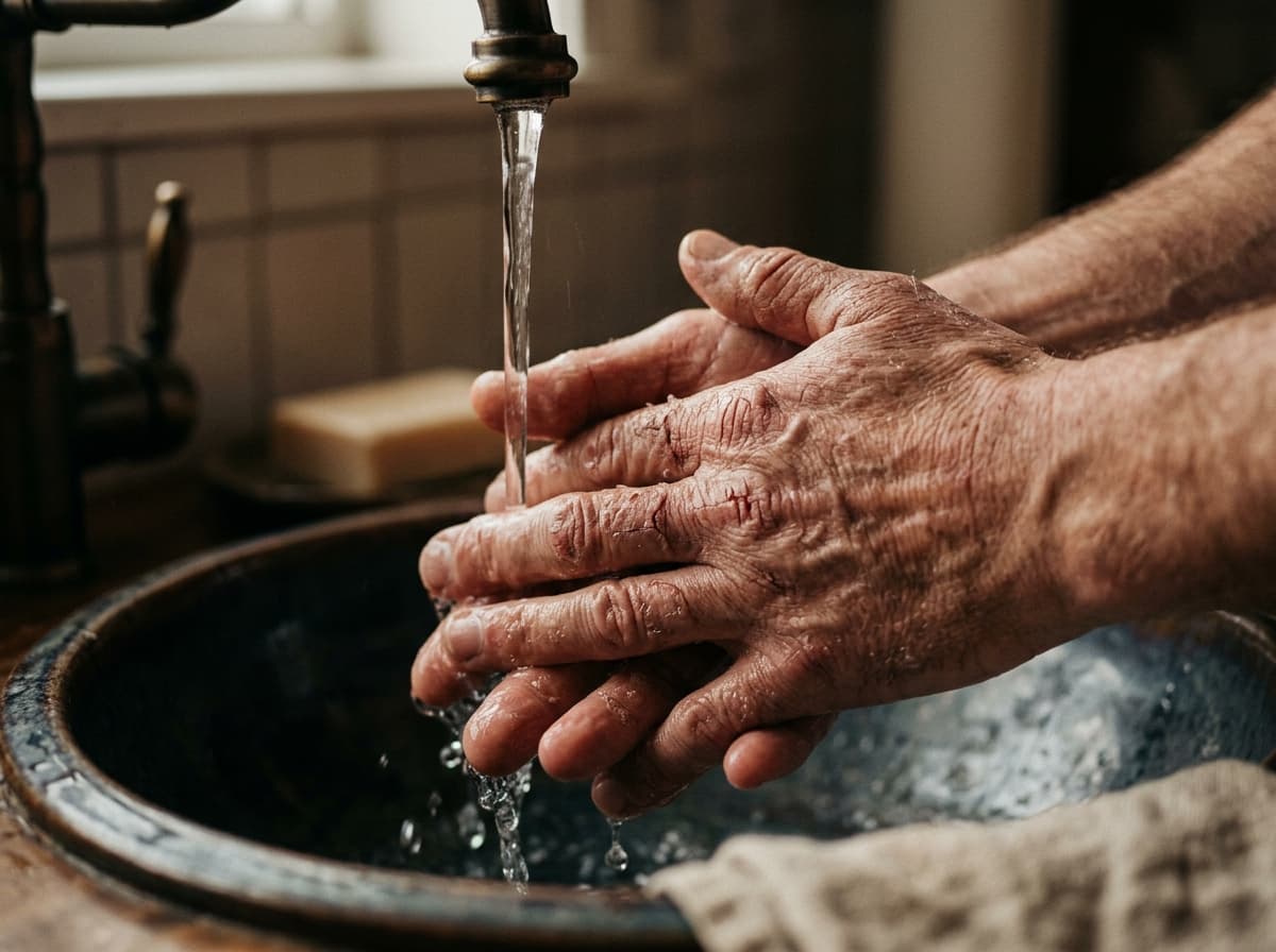 Close-up of hands being washed under running water