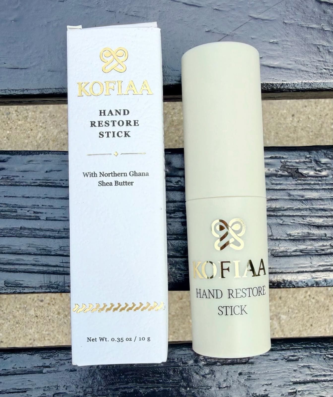 KOFIAA Hand Restore Stick and box on textured surface